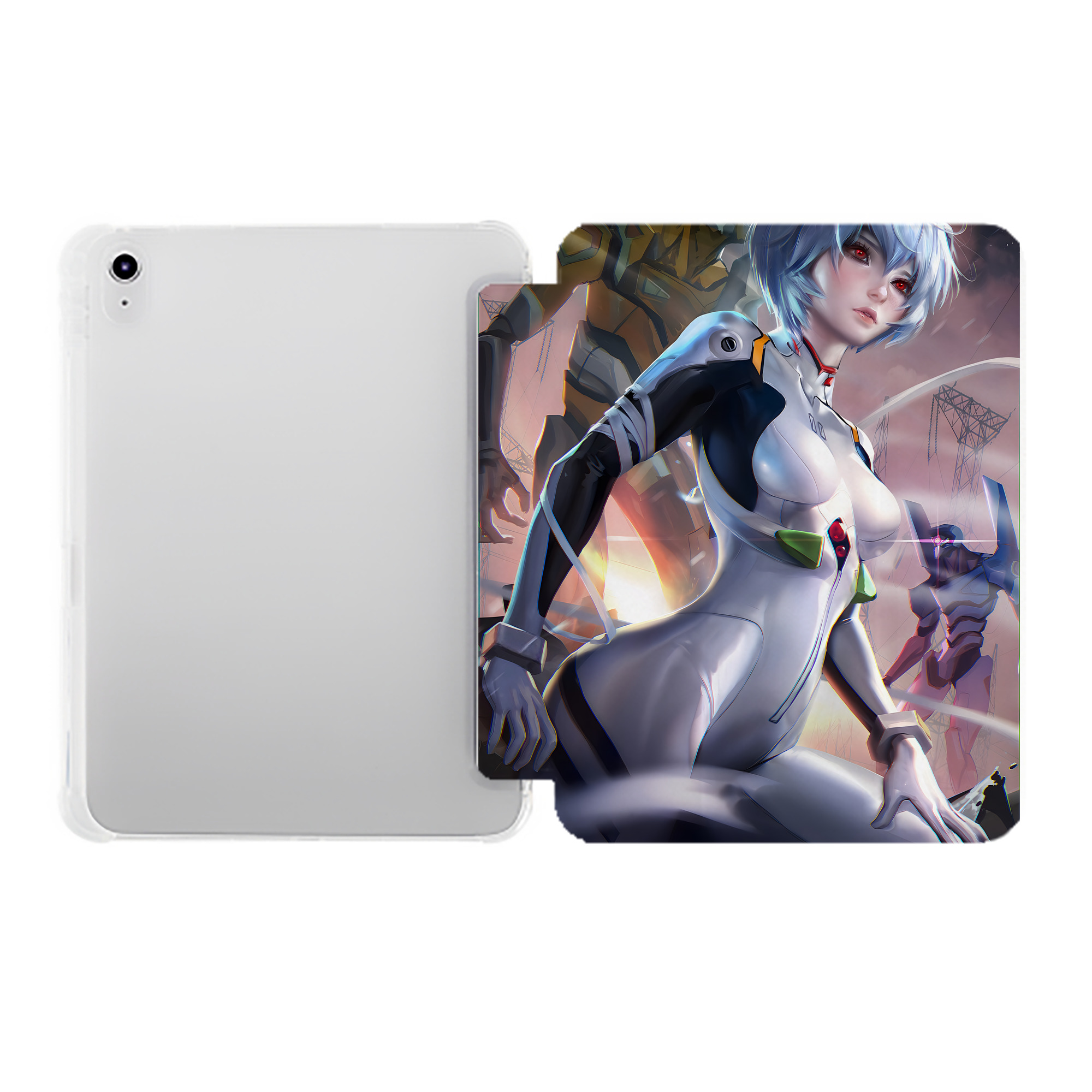 （画像用） EVA 新世紀エヴァンゲリオン IPad ケース ペン収納付き 三つ折りスタンド PUレザー×シリコン 対応機種9.5/10.5/10.9インチ